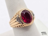 10K Gold Sapphire & Diamond Ring, 6.61g