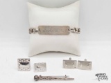 .925 Silver Bracelet, Cufflinks & Tie Pin, 43.31g