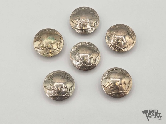 (6) Buffalo Nickel Button Covers