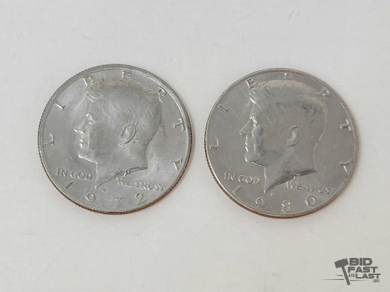 1972 & 1980 Kennedy Half Dollars