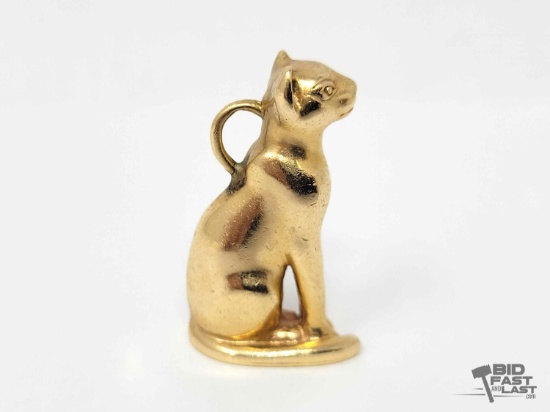 14k Yellow Gold Cat Pendant, 23g