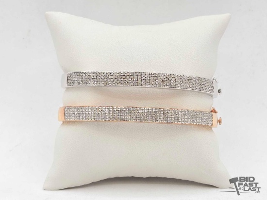 (2) Sterling Silver Diamond Cuffs, 37.95g