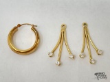 14k Yellow Gold Hoop Earring & Diamond Accent Earring Jackets, 3g