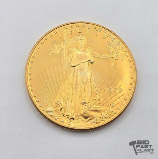 1992 $50 Fine Gold American Eagle Coin, 1oz