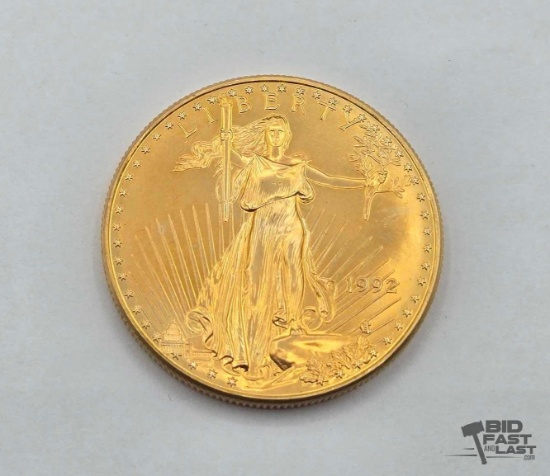1992 $50 Fine Gold American Eagle Coin, 1oz