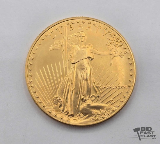 1986 $50 Fine Gold American Eagle Coin, 1oz
