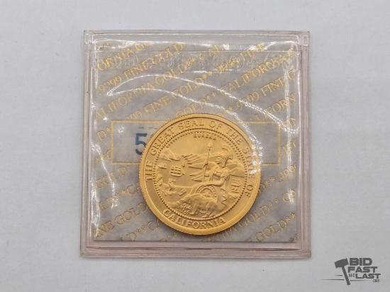 1991 Fine Gold "The Great Seal of California " Coin, 1/2oz