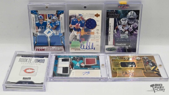 (6) NFL Player Jersey Collector Cards, Some Signed