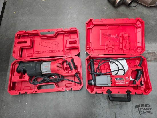 Milwaukee Sawzall and Rotary Hammer in Cases