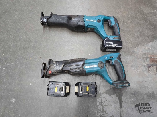 (2) Makita Reciprocating Saws & (3) Rechargeable Batteries