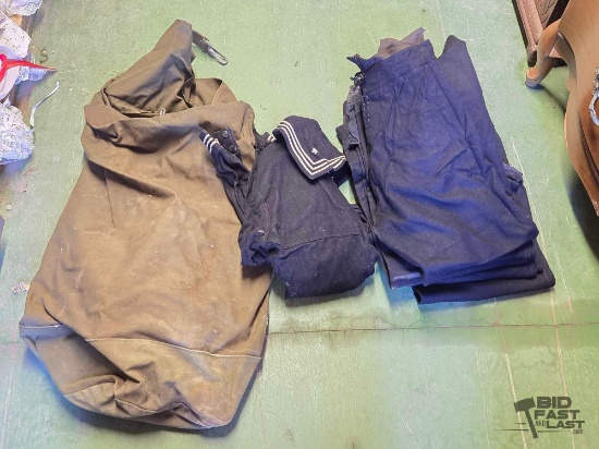 Vintage Naval Wool Uniforms & Duffle Bag