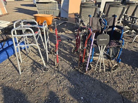 (3) Walkers, (1) Wheelchair, and (4) Canes