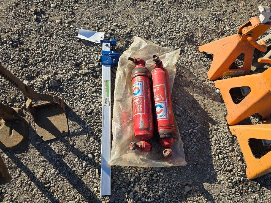 (2) Delco Big D Air Shocks and (1) Pittsburgh 24" Aluminum Bar Clamp
