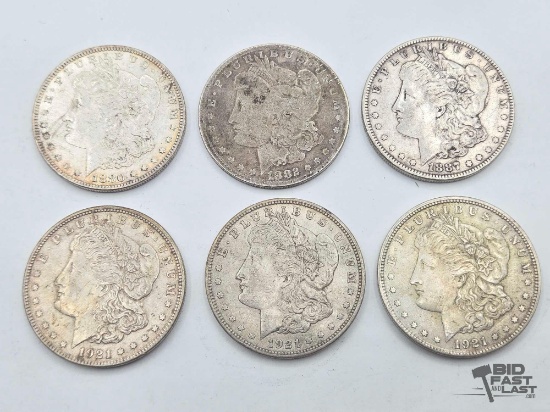(6) Philadelphia 1880-1921 Morgan Silver Dollars