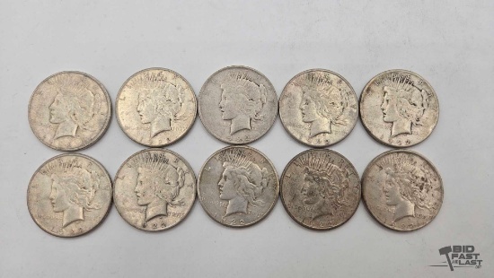 (10) 1922 Peace Silver Dollar