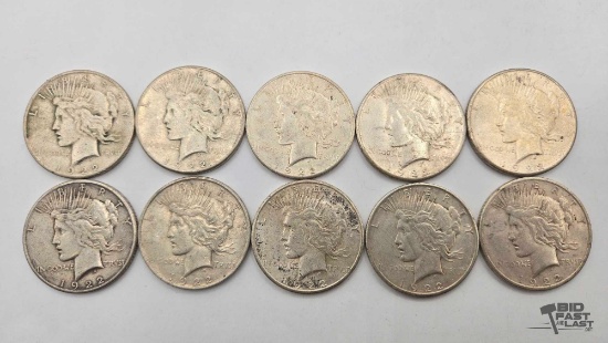 (10) 1922 Peace Silver Dollar