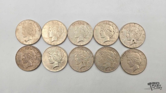 (10) 1923 Peace Silver Dollar