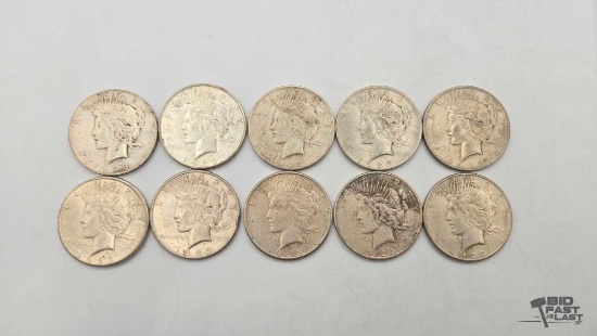 (10) 1923 Peace Silver Dollar