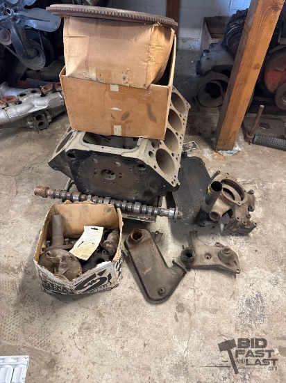 V8 Engine Block with Parts
