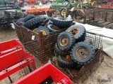 (3) Metal Crates w/Solid Wheels and Tires