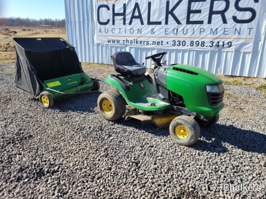 John Deere Riding Mower w/Back Sweeper ATT.
