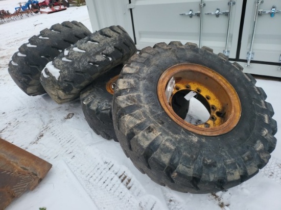 (4) 17.5x24 Loader wheels and Tires