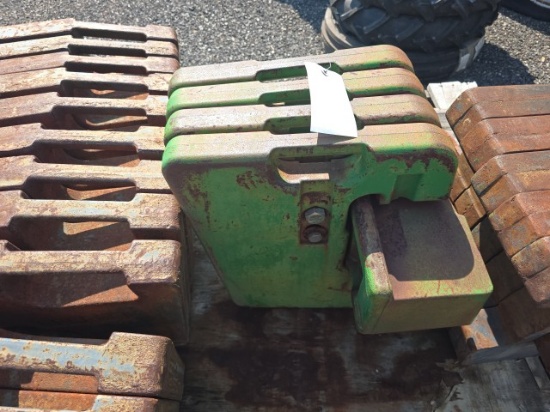 (4) John Deere Suitcase Weights & Bracket