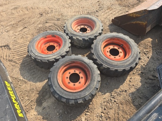 (4) Bobcat Used Skidsteer Wheels and Tires
