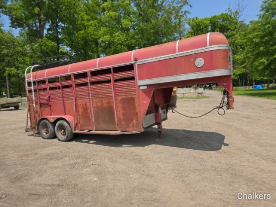Red Gooseneck Stock Trailer