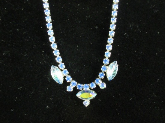 Vintage Blue Aurora Rhinestone Necklace