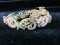 Multi Colored Gemstones Sterling Silver Gold Overlay Bracelet