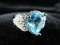 .925 Silver Large Blue Stone Cocktail Ring