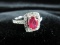 Designer Sterling Silver Red Gemstone Ring