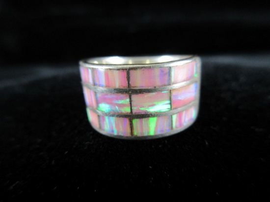 Opal Inlay Sterling Silver Ring