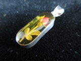 Small Encased Flower Sterling Silver Pendant