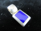 Lapis Stone Sterling Silver Pendant Old Mexico
