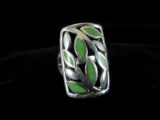 Green Inlay Stone Sterling Silver Ring