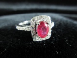 Designer Sterling Silver Red Gemstone Ring