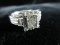 10k White Gold Designer Style Diamond Gemstone Ring