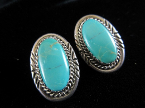 Turquoise Stone Sterling Silver Earrings
