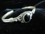 Vintage Black Onyx Sterling Silver Cuff Bracelet