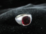 Vintage Red Center Stone Sterling Silver Ring