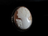 Antique Hand Carved Sterling Silver Cameo Pendant