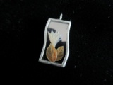 Inlay Antique Pottery Sterling Silver Pendant