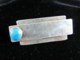 Vintage Turquoise Stone Sterling Silver Pin