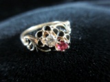 14K Gold Vintage Ruby and Diamond Gemstone Ring