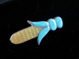 Sterling Silver Corn Inlay Pin