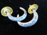 Vintage Inlay Sterling Silver Earrings