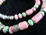 Signature Native American Sterling Silver Natural Stone Bead Necklace