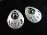 Native American Sterling Silver Bear Paw Earrings